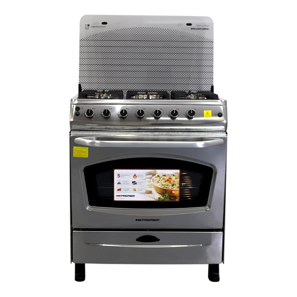 Estufa a Gas Premier de 5 Quemadores / Acero Inoxidable