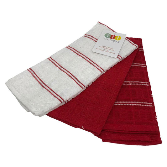 Toallas de Cocina Popular Bath Set de 3 Piezas - Rojo