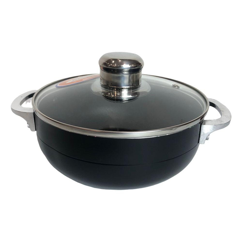 Caldero de Aluminio Homestar Con Tapa de Vidrio 20 cm