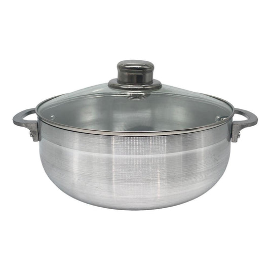 Paila de Aluminio Lotus Con Tapa de Vidrio 24 cm