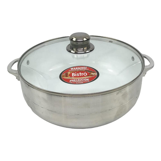 Caldero de Aluminio Bistro Con Tapa de Aluminio 30 cm