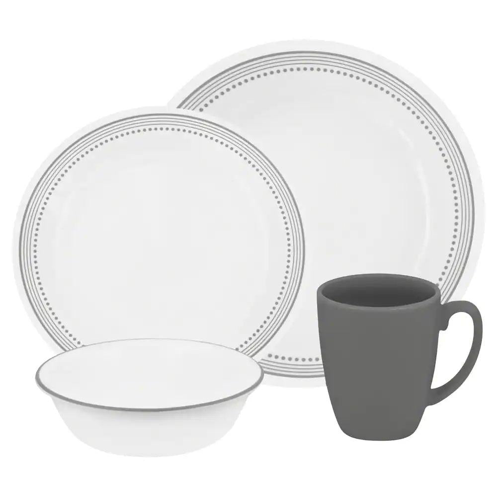 Vajilla de Vidrio Corelle Mystic Gray 16 Piezas