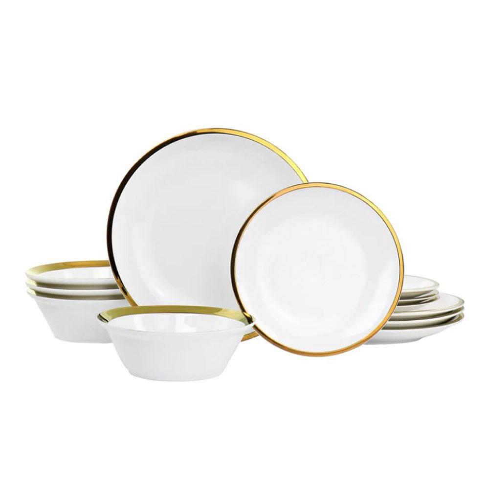 Vajilla de Cerámica Gibson Premier Gold 12 Piezas