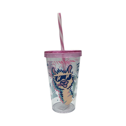 Vaso Acrilico Herevin 22 Oz C/Tapa C/Carrizo