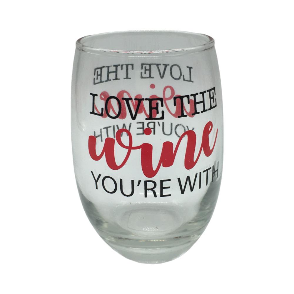 Vaso De Vidrio P/Vino Cristar 15.5Oz Decorado