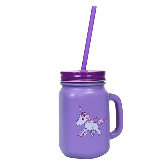 Vaso de Vidrio de Unicornio Concepts 7X10Cm Morado Con Carrizo