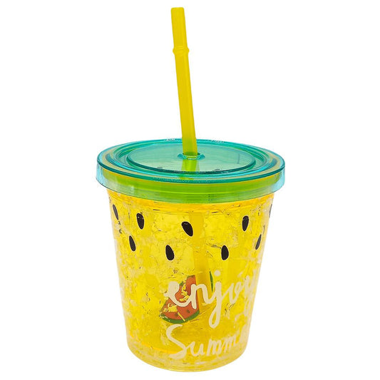 Vaso Plástico Home Elegance Con Tapa y Carrizo - Surtido