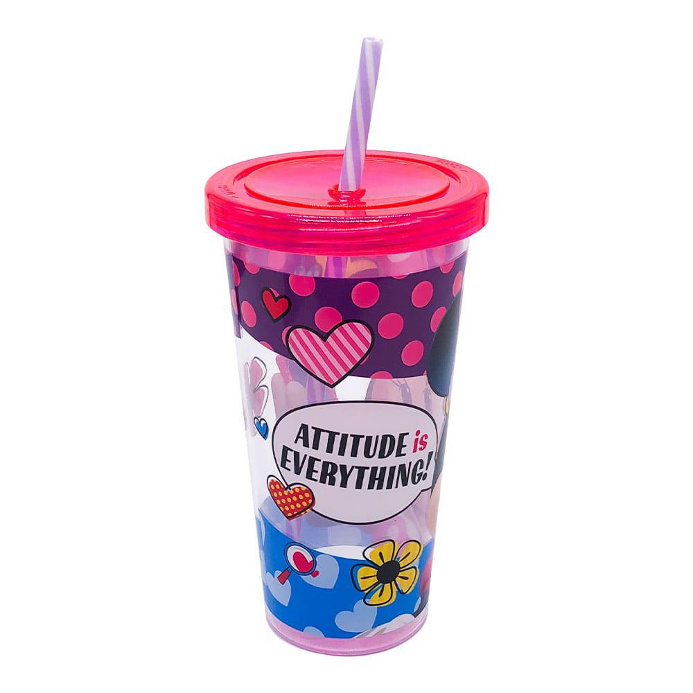 Vaso Plástico Disney Minnie Mouse Con Tapa 600 ml