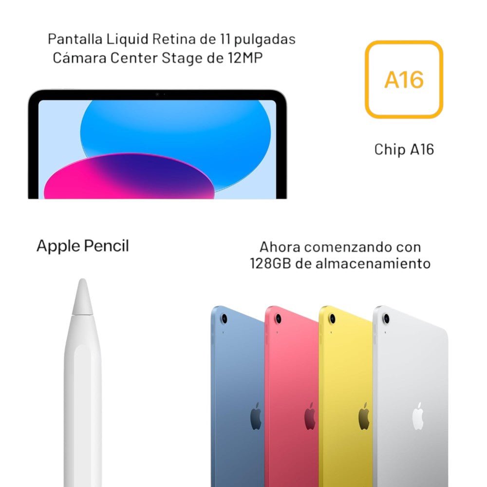El Apple iPad 11” con chip A16, pantalla Liquid Retina, 128 GB, Wi-Fi 6, cámaras de 12 MP, Touch ID y batería para todo el día. En el Titán Panamá.