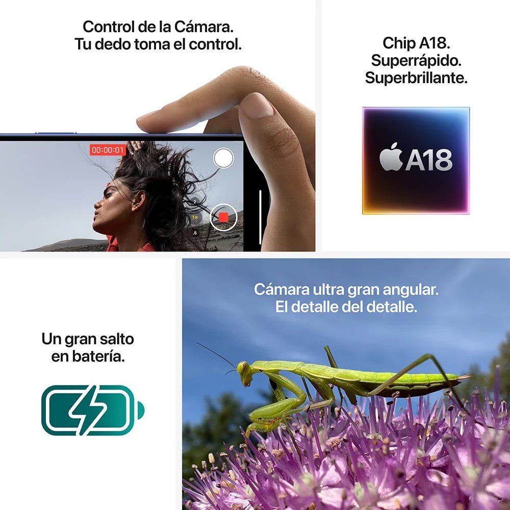 iPhone 16 de 256GB / Sim Fisico / Verde Azulado - Apple - Titan.com.pa - 195949823596