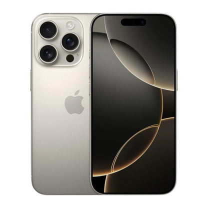 iPhone 16 Pro Max 512GB en titanio natural con pantalla OLED de 6.9”, cámaras Pro de 48 MP, grabación 4K. En Titán Panamá.