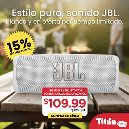 JBL Flip 6 / Bluetooth / Portátil - Blanca - JBL - Titan.com.pa - 050036384445