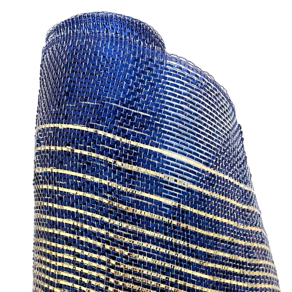 Malla Navideña / Miro Christmas / Azul y Dorada 27 x 10 Yardas - Miro Christmas - Titan.com.pa - 7450206256702