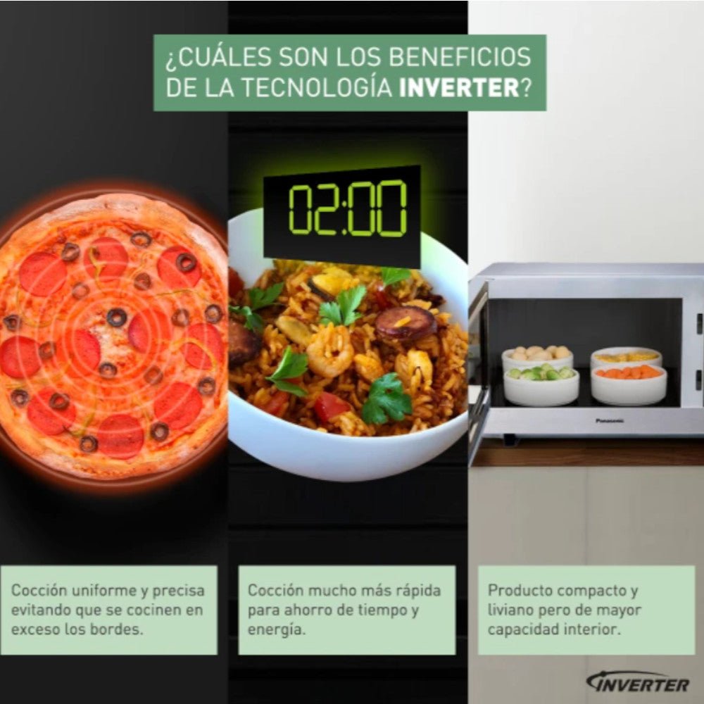 Microonda Inverter Panasonic / 27 Litros / Flat & Wide / Plateado - Panasonic - Titan.com.pa - 885170188945