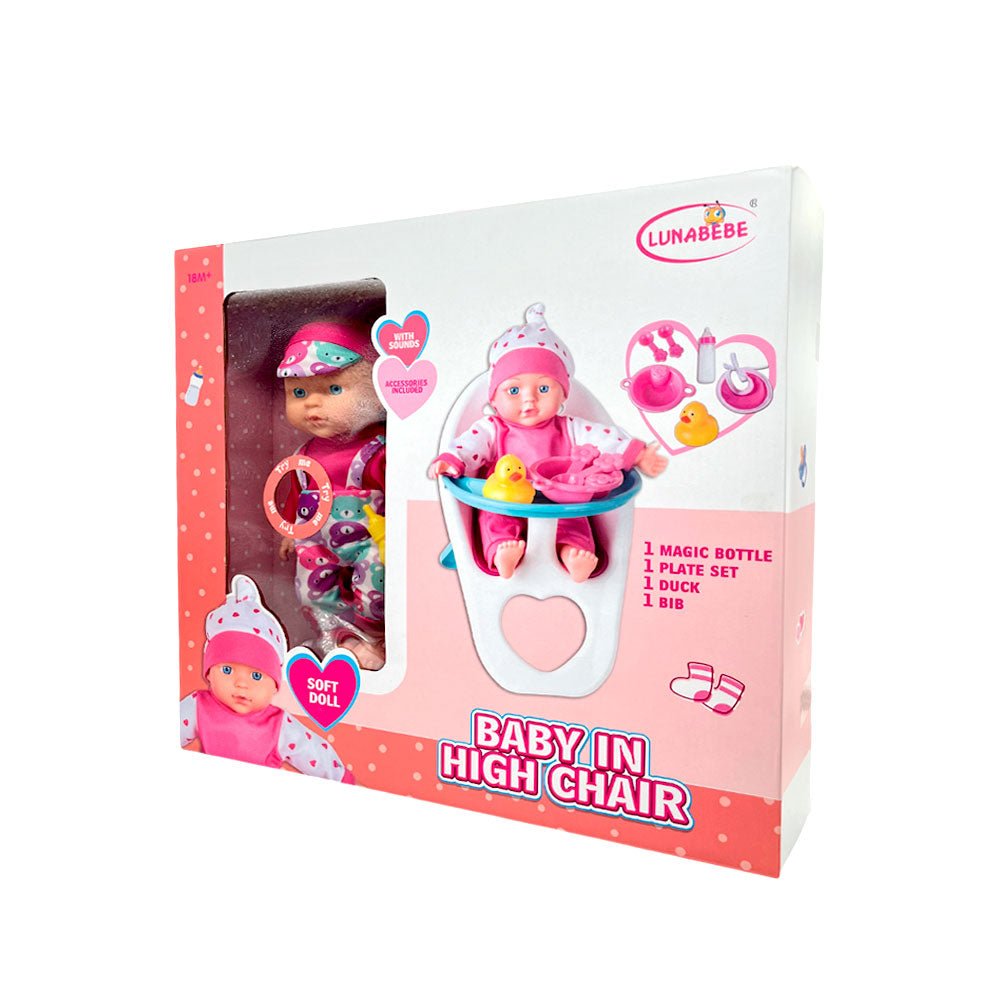 Muñeca Bebé 30CM C/Silla De Comer - LUNABEBE - Titan.com.pa - 2100000980888