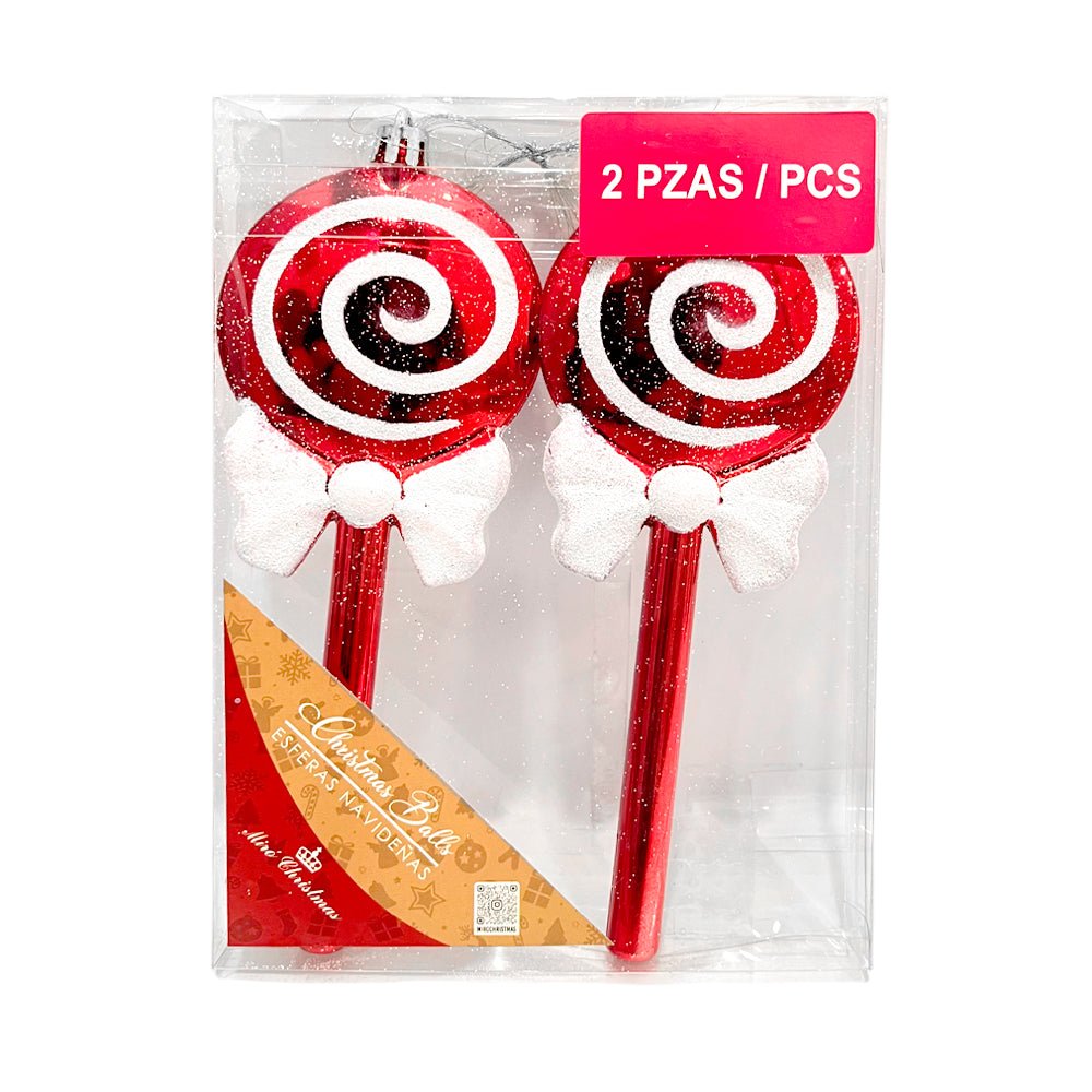 Ornamento Navideño Caramelo / Miro Christmas / 18 cm Set 2 Piezas Rojo y Blanco - Miro Christmas - Titan.com.pa - 7450206279930