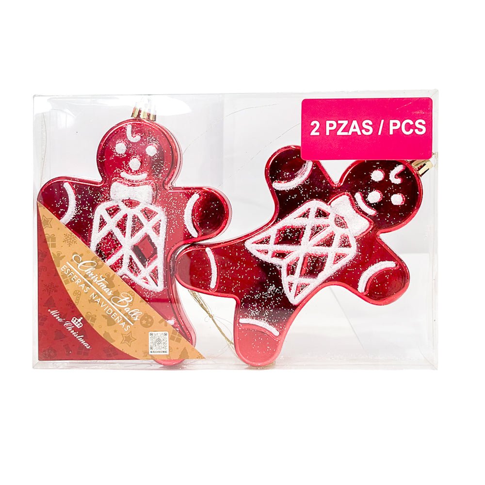Ornamento Navideño Galleta 2 Piezas Rojo - Blanco / 14 cm / Miro Christmas - Miro Christmas - Titan.com.pa - 7450206279886