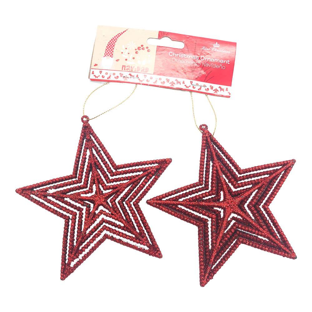 Ornamento Navideno Miro Christmas Estrellas 2Pza Red