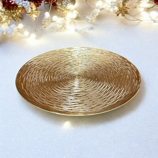 Plato Redondo Decorativo 30 Cm Dorado - Montefiori Christmas - Titan.com.pa - 7453121087208