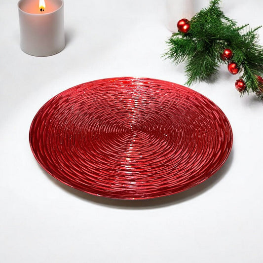 Plato Redondo Decorativo 30 Cm Rojo - Montefiori Christmas - Titan.com.pa - 7453121087185