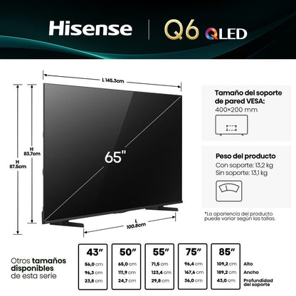 Hisense 65 pulg QLED 4K que transforma tu sala en un centro multimedia impresionante. Titán Panamá.