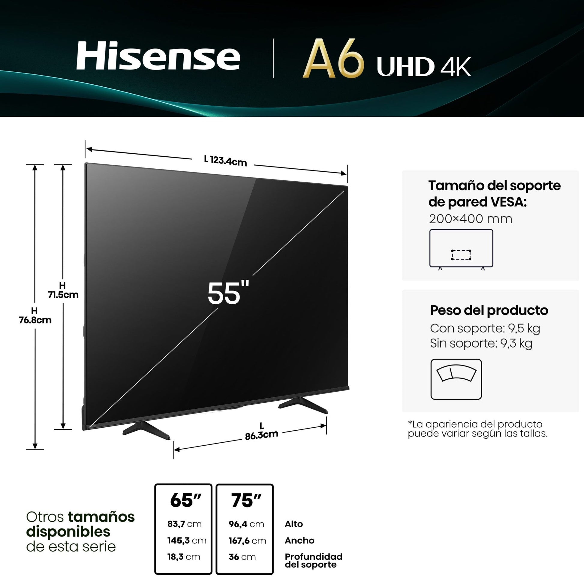 Televisor Hisense de 55" | Smart TV | UHD 4K | 55A6NV - Hisense - Titan.com.pa - 6942351409603
