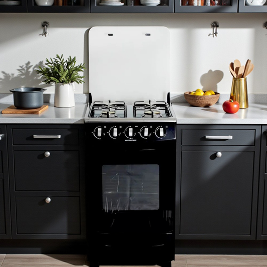 Estufa a Gas Premier de 4 Quemadores / Negra / Tapa de Vidrio