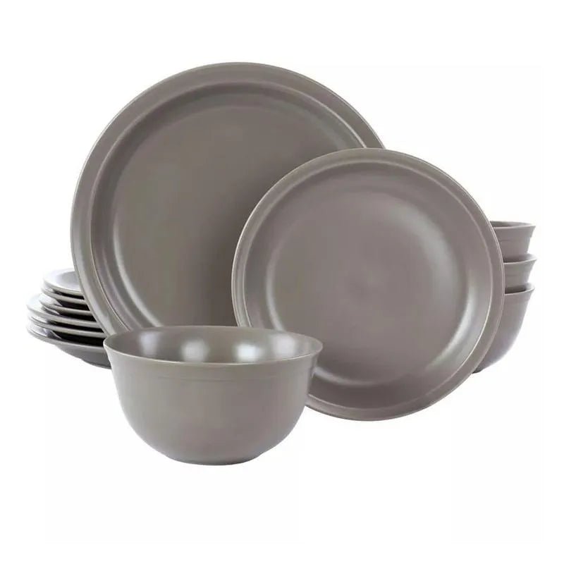 Vajilla de Cerámica Gibson Gres Siam – 12 Piezas / Color Gris - Gibson - Titan.com.pa - 2150108906358