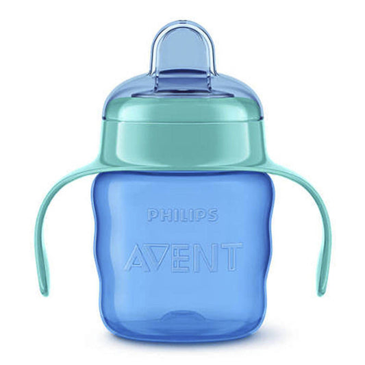 Vaso Boquilla Avent Silicon Con Agarradera Celeste 200 ml