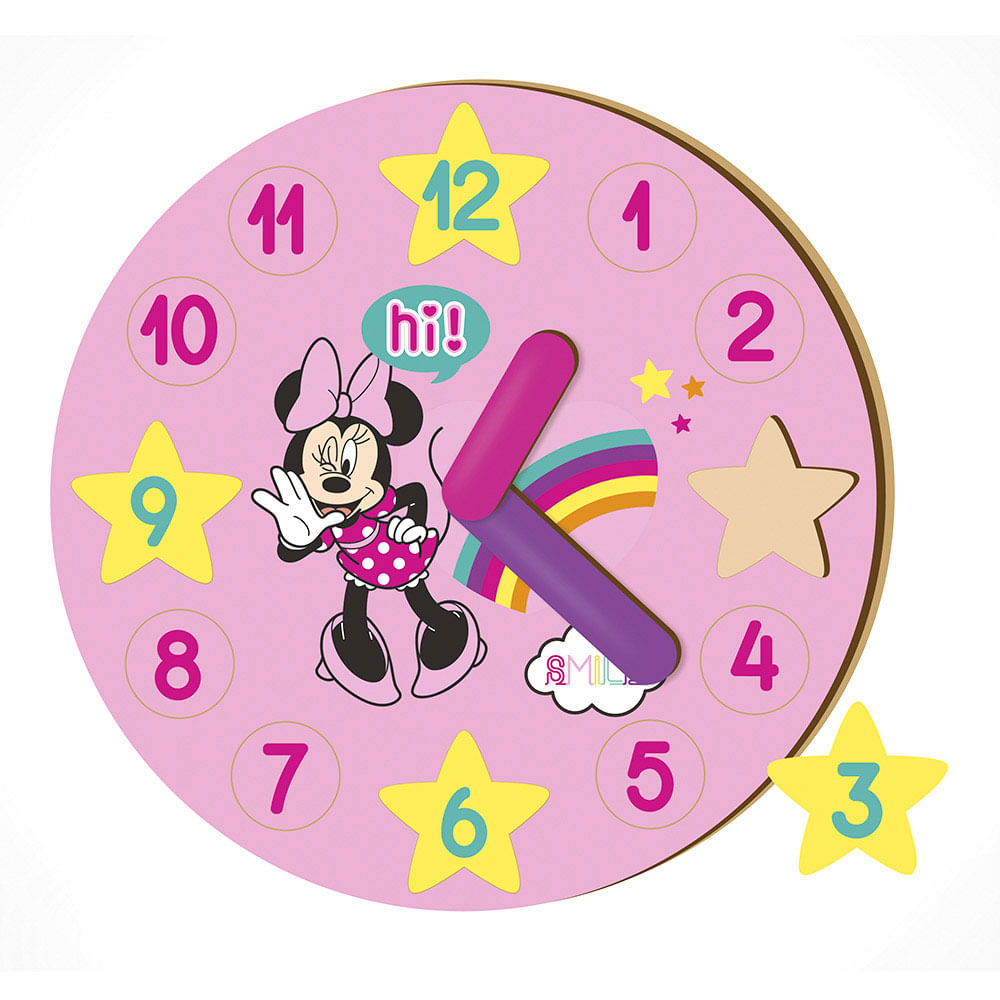 Reloj Didáctico Minnie Mouse De Madera