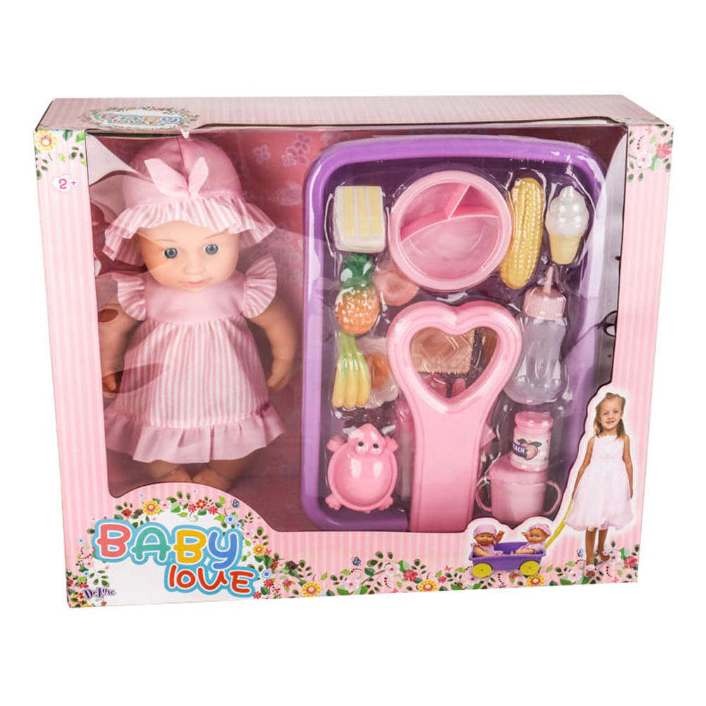 Muñeca Bebe Con Carretilla y Accesorios Deluxe