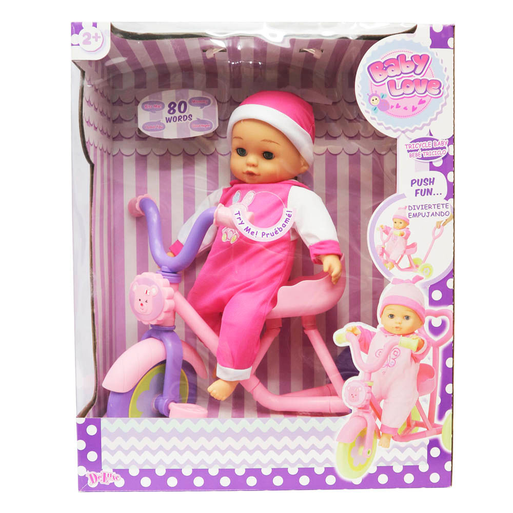 Muñeca Bebe DeLuxe Triciclo