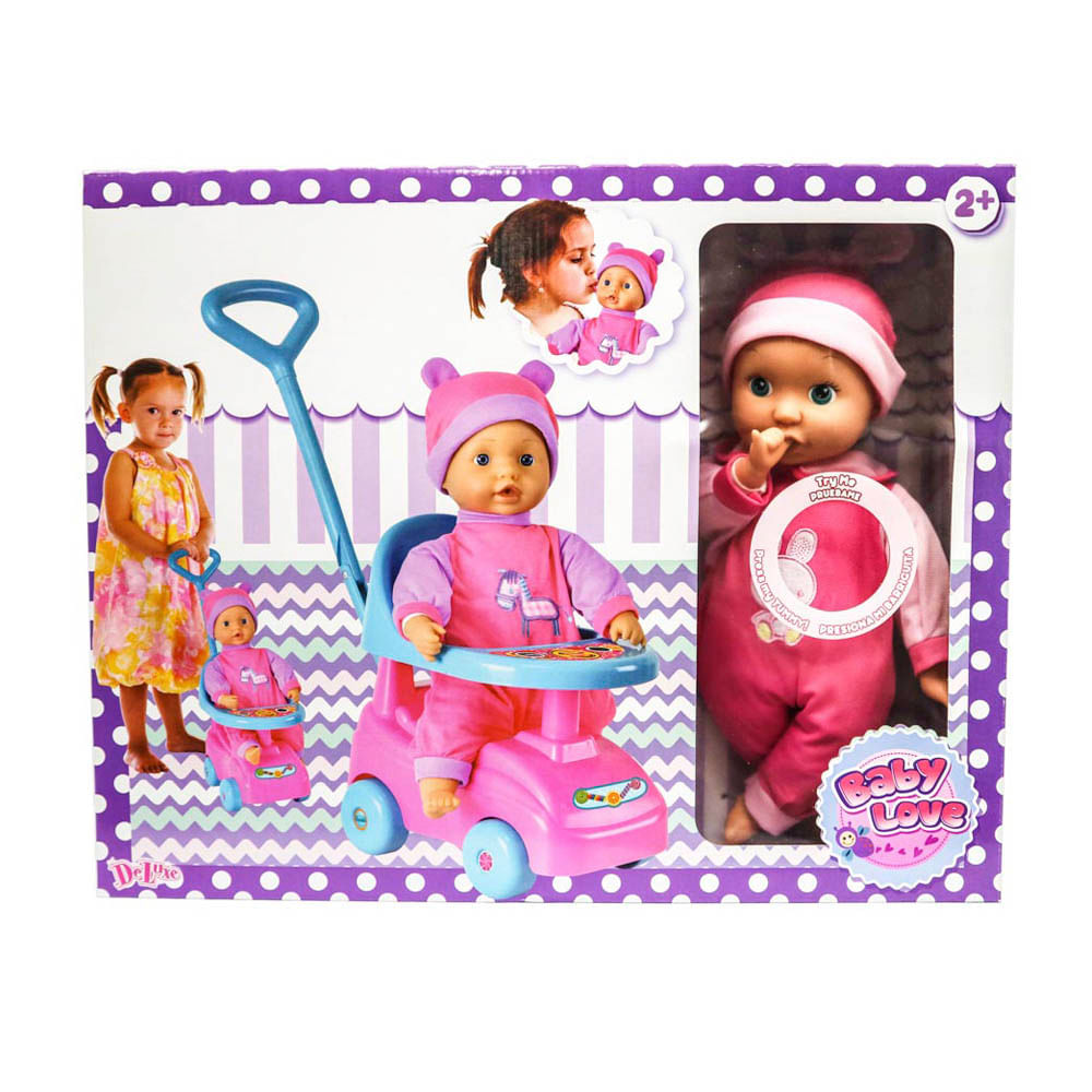 Muñeca Bebé DeLuxe Con Carrito