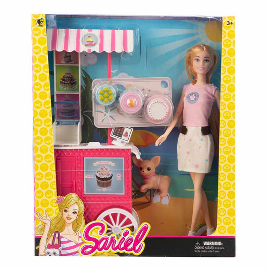 Muñeca Sariel Con Carrito de Postre