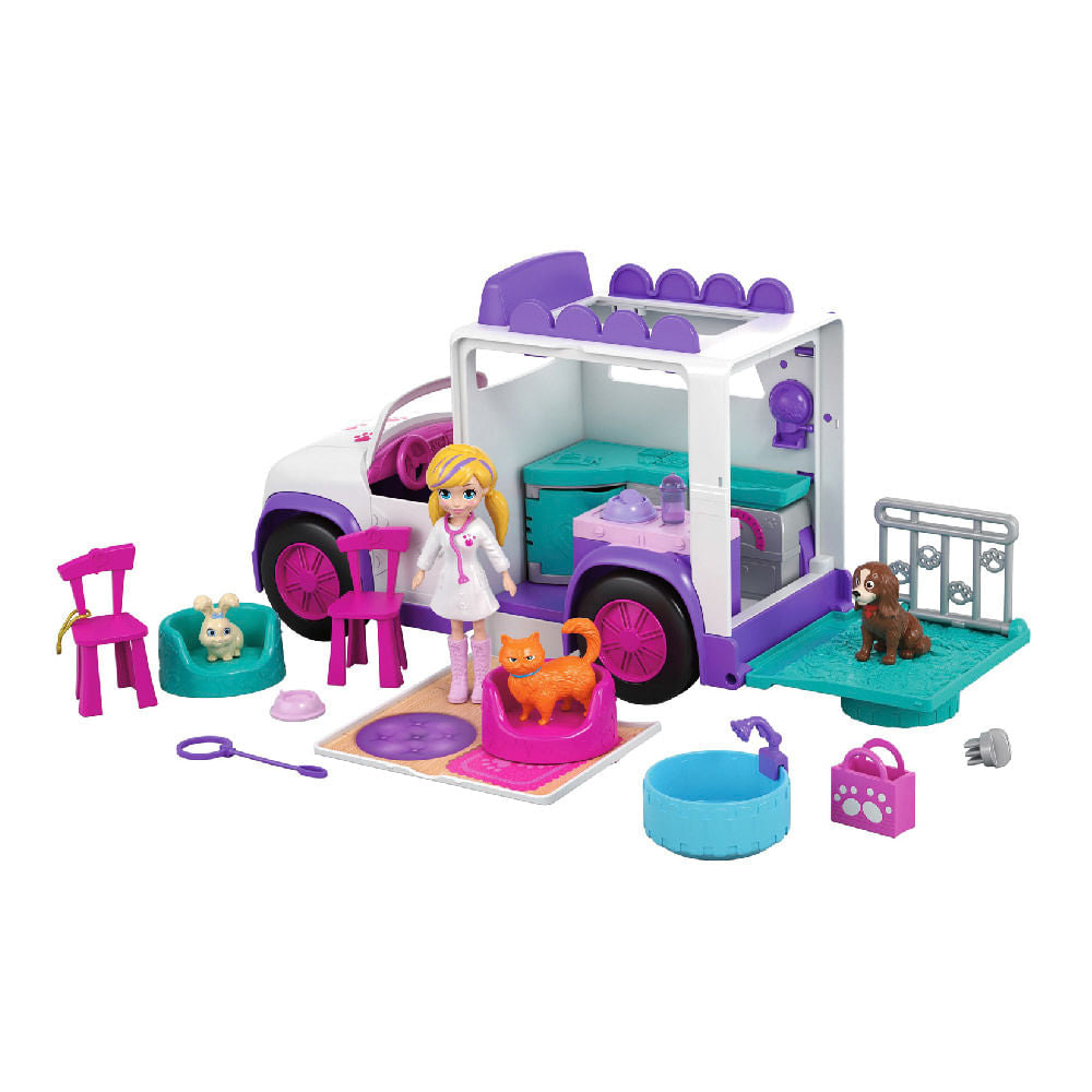 Muñeca Polly Pocket Hospital Móvil de Animalitos
