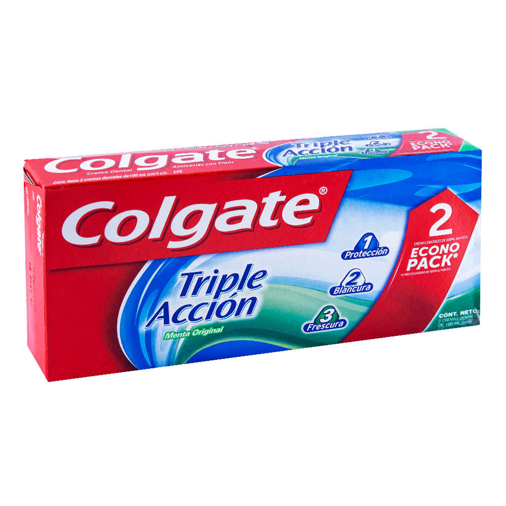 Crema Dental Colgate 100 ml Triple Accion 2 piezas