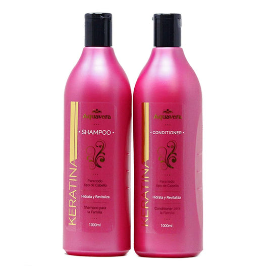 Shampoo y Acondicionador Aquavera Keratina 1000 ml