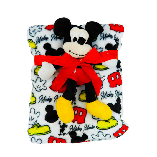 Sabanilla Con Peluche Disney Mickey Mouse Para Bebé Niño 2 Piezas