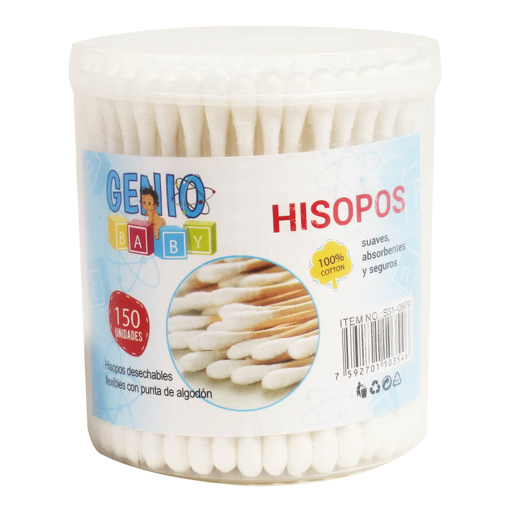Palillos de Algodón Genio Baby de 150 Piezas