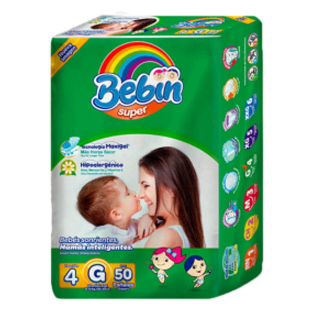Pañales Desechables Bebin Super Grande de 50 Piezas