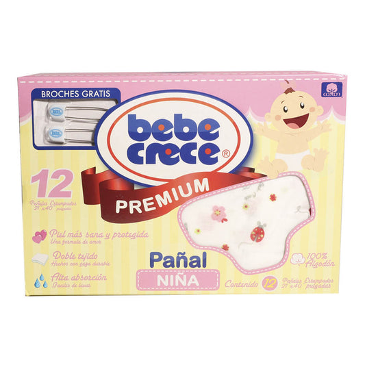 Pañales de Tela Bebe Crece Para Bebé Niña 12 Piezas