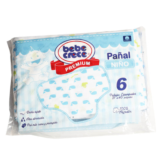 Pañales de Tela Bebe Crece Para Bebé Niño 6 Piezas