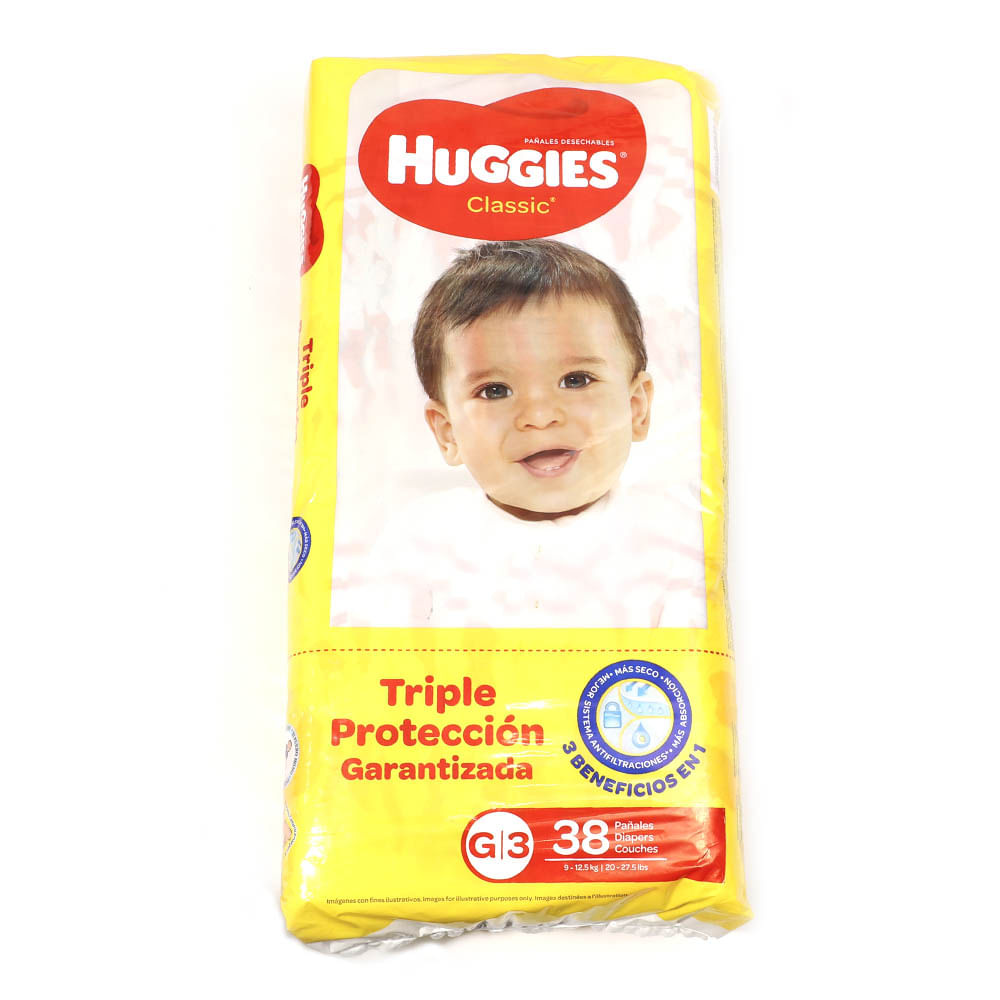 Pañales Desechables Huggies Classic Talla G de 38 Piezas