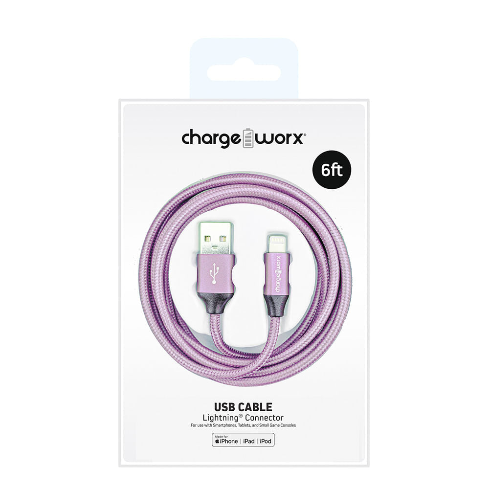 Cable de Cargador Chargeworx USB-C 6' Light Pink