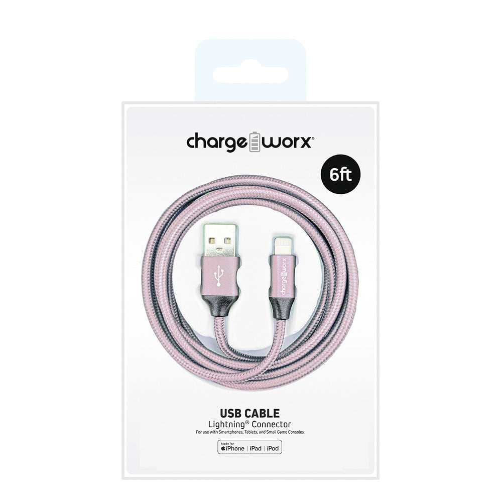 Cable de Cargador Chargeworx USB-C 6' Rose Gold