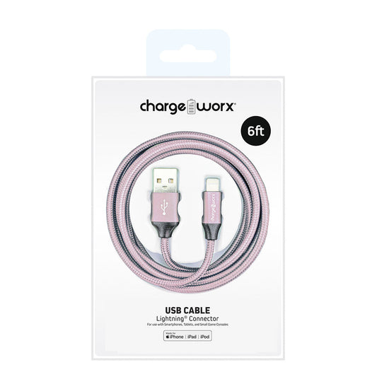 Cable de Cargador Chargeworx USB-C 6' Rose Gold