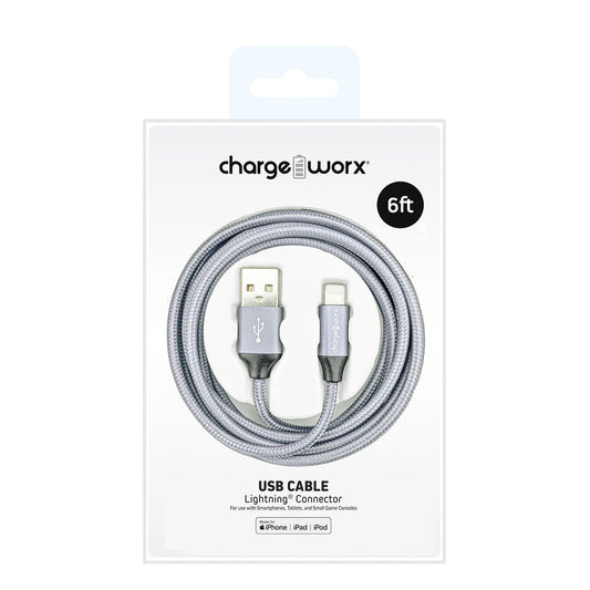Cable de Cargador Chargeworx USB-C 6' Plateado