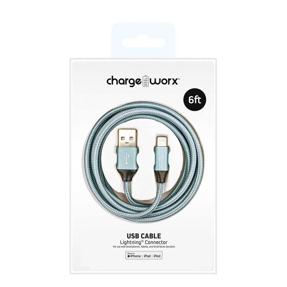 Cable de Cargador Chargeworx USB-C 6' Teal