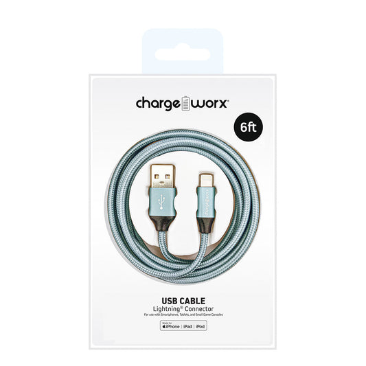 Cable de Cargador Chargeworx USB-C 6' Teal