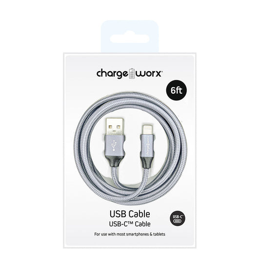 Cable de Cargador Chargeworx USB-C 6' Plateado